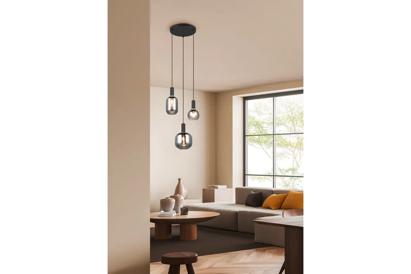 Pendel TRIO Diva 3-delt, Matt svart/krom - 3-delt, Matt svart/krom - Belysning - Innendørsbelysning & Lamper - Taklampe - Pendellamper & Hengelamper