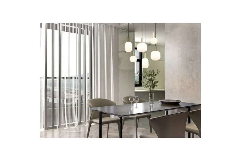 Pendel TRIO Diva 6-deler, Matt messing/hvit - 6-deler, Matt messing/hvit - Belysning - Innendørsbelysning & Lamper - Taklampe - Pendellamper & Hengelamper