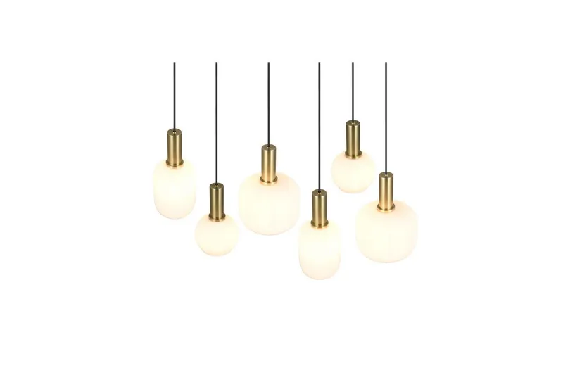 Pendel TRIO Diva 6-deler, Matt messing/hvit - 6-deler, Matt messing/hvit - Belysning - Innendørsbelysning & Lamper - Taklampe - Pendellamper & Hengelamper