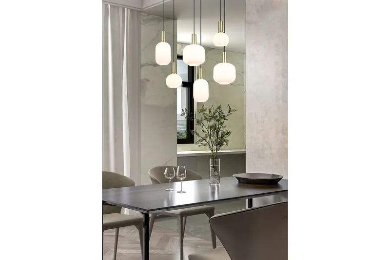 Pendel TRIO Diva 6-deler, Matt messing/hvit - 6-deler, Matt messing/hvit - Belysning - Innendørsbelysning & Lamper - Taklampe - Pendellamper & Hengelamper