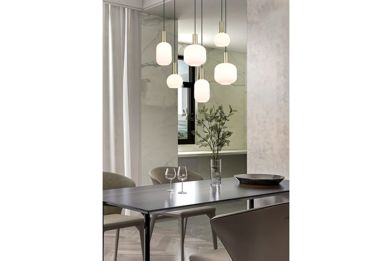 Pendel TRIO Diva 6-deler, Matt messing/hvit - 6-deler, Matt messing/hvit - Belysning - Innendørsbelysning & Lamper - Taklampe - Pendellamper & Hengelamper