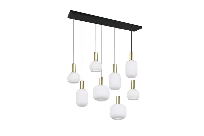 Pendel TRIO Diva 8-delt, Matt messing/hvit - 8-delt, Matt messing/hvit - Belysning - Innendørsbelysning & Lamper - Taklampe - Pendellamper & Hengelamper