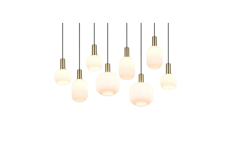 Pendel TRIO Diva 8-delt, Matt messing/hvit - 8-delt, Matt messing/hvit - Belysning - Innendørsbelysning & Lamper - Taklampe - Pendellamper & Hengelamper