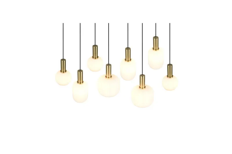 Pendel TRIO Diva 8-delt, Matt messing/hvit - 8-delt, Matt messing/hvit - Belysning - Innendørsbelysning & Lamper - Taklampe - Pendellamper & Hengelamper