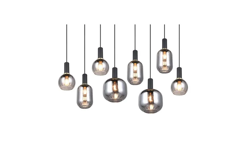 Pendel TRIO Diva 8-delt, Matt svart/krom - 8-delt, Matt svart/krom - Belysning - Innendørsbelysning & Lamper - Taklampe - Pendellamper & Hengelamper