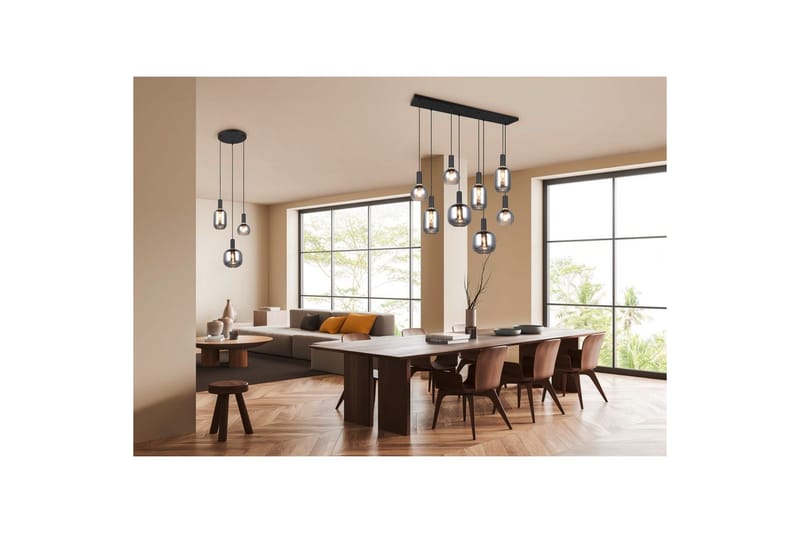 Pendel TRIO Diva 8-delt, Matt svart/krom - 8-delt, Matt svart/krom - Belysning - Innendørsbelysning & Lamper - Taklampe - Pendellamper & Hengelamper