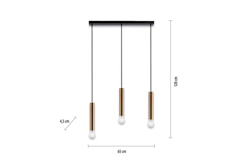 Pendellampe Bruna - 6x120x65 cm, Messing Matt - Belysning - Innendørsbelysning & Lamper - Taklampe - Pendellamper & Hengelamper
