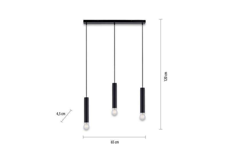 Pendellampe Bruna - 6x120x65 cm, Svart - Belysning - Innendørsbelysning & Lamper - Taklampe - Pendellamper & Hengelamper