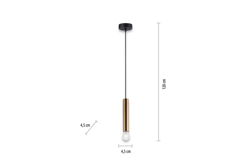 Pendellampe Bruna - 9x120x9 cm, Messing Matt - Belysning - Innendørsbelysning & Lamper - Taklampe - Pendellamper & Hengelamper