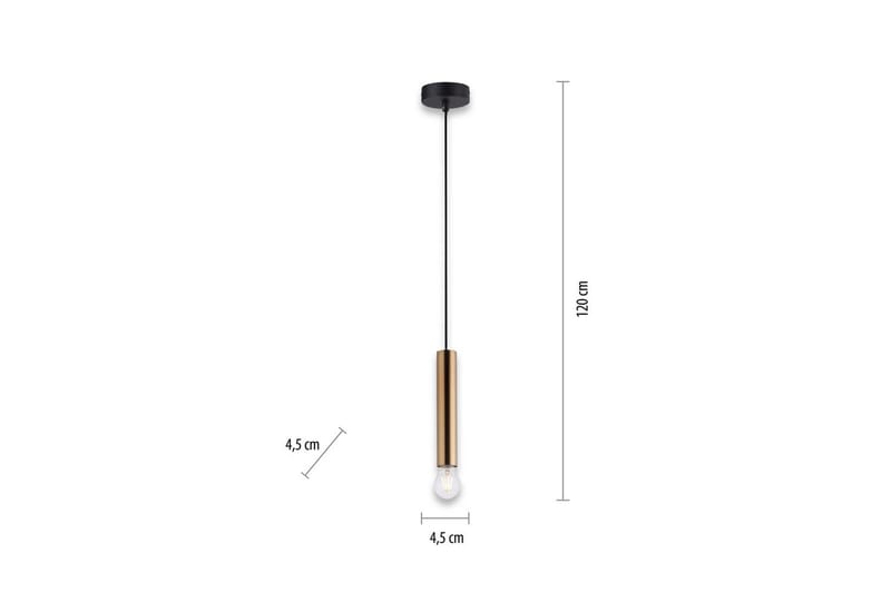 Pendellampe Bruna - 9x120x9 cm, Messing Matt - Belysning - Innendørsbelysning & Lamper - Taklampe - Pendellamper & Hengelamper