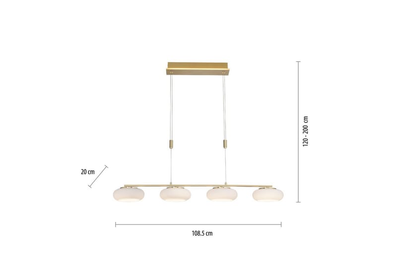 Pendellampe Q-Etienne - 20x200x108,5 cm, Messing Matt - Belysning - Innendørsbelysning & Lamper - Taklampe - Pendellamper & Hengelamper