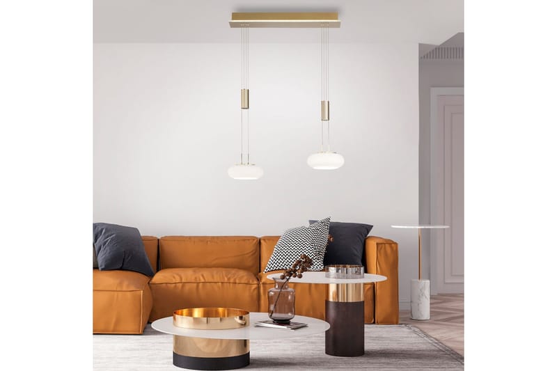 Pendellampe Q-Etienne - 20x200x65 cm, Messing Matt - Belysning - Innendørsbelysning & Lamper - Taklampe - Pendellamper & Hengelamper