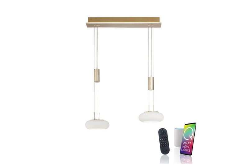 Pendellampe Q-Etienne - 20x200x65 cm, Messing Matt - Belysning - Innendørsbelysning & Lamper - Taklampe - Pendellamper & Hengelamper