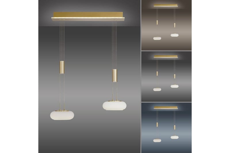 Pendellampe Q-Etienne - 20x200x65 cm, Messing Matt - Belysning - Innendørsbelysning & Lamper - Taklampe - Pendellamper & Hengelamper