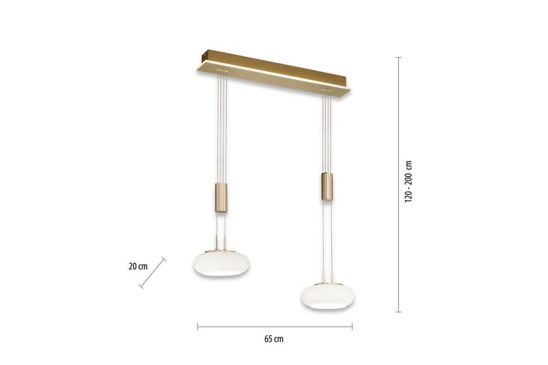 Pendellampe Q-Etienne - 20x200x65 cm, Messing Matt - Belysning - Innendørsbelysning & Lamper - Taklampe - Pendellamper & Hengelamper