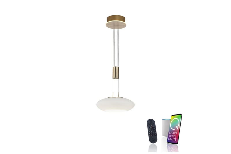 Pendellampe Q-Etienne - 35x200x35 cm, Messing Matt - Belysning - Innendørsbelysning & Lamper - Taklampe - Pendellamper & Hengelamper