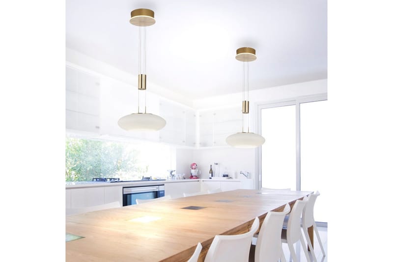 Pendellampe Q-Etienne - 35x200x35 cm, Messing Matt - Belysning - Innendørsbelysning & Lamper - Taklampe - Pendellamper & Hengelamper