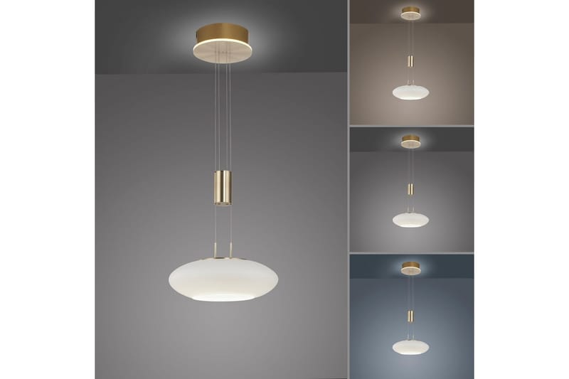 Pendellampe Q-Etienne - 35x200x35 cm, Messing Matt - Belysning - Innendørsbelysning & Lamper - Taklampe - Pendellamper & Hengelamper