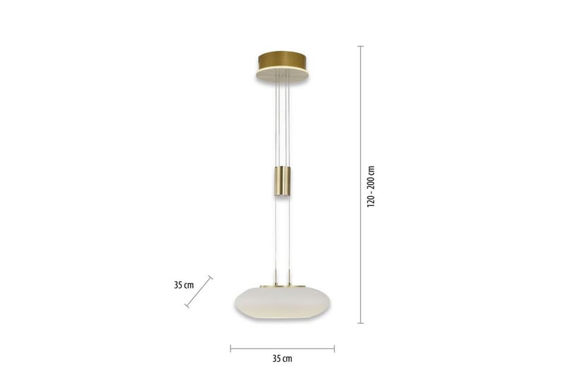 Pendellampe Q-Etienne - 35x200x35 cm, Messing Matt - Belysning - Innendørsbelysning & Lamper - Taklampe - Pendellamper & Hengelamper