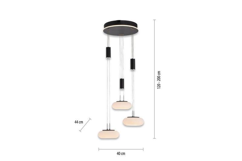 Pendellampe Q-Etienne - 40x200x44 cm, Svart - Belysning - Innendørsbelysning & Lamper - Taklampe - Pendellamper & Hengelamper