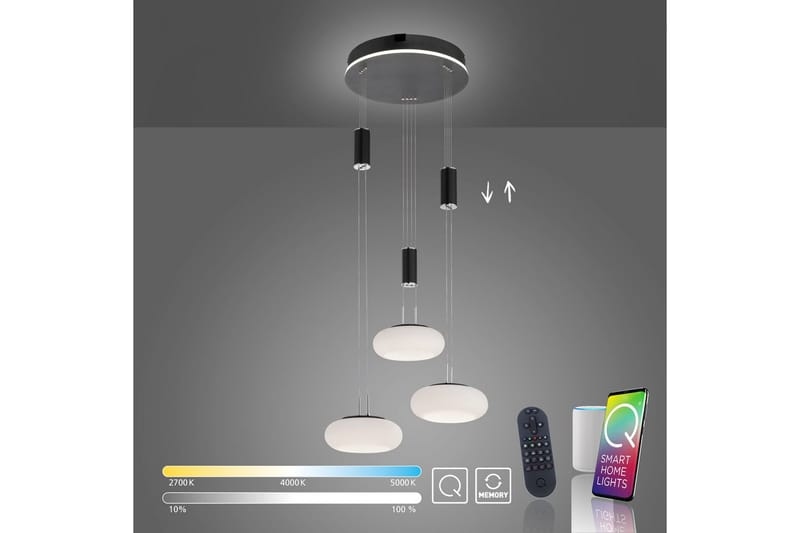 Pendellampe Q-Etienne - 40x200x44 cm, Svart - Belysning - Innendørsbelysning & Lamper - Taklampe - Pendellamper & Hengelamper