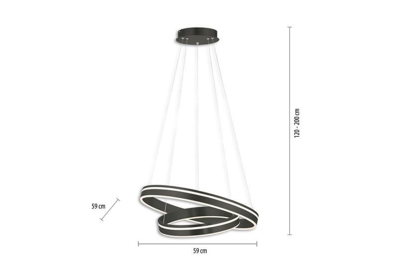 Pendellampe Q-Vito - 59x200x59 cm, Antrasitt - Belysning - Innendørsbelysning & Lamper - Taklampe - Pendellamper & Hengelamper
