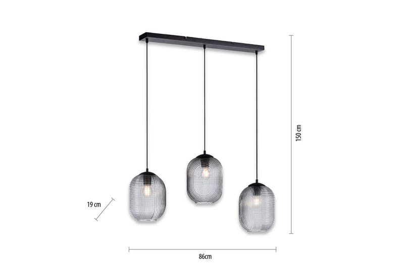 Pendellampe Shitake - 20x150x90 cm, Røykfarget - Belysning - Innendørsbelysning & Lamper - Taklampe - Pendellamper & Hengelamper