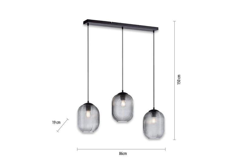 Pendellampe Shitake - 20x150x90 cm, Røykfarget - Belysning - Innendørsbelysning & Lamper - Taklampe - Pendellamper & Hengelamper