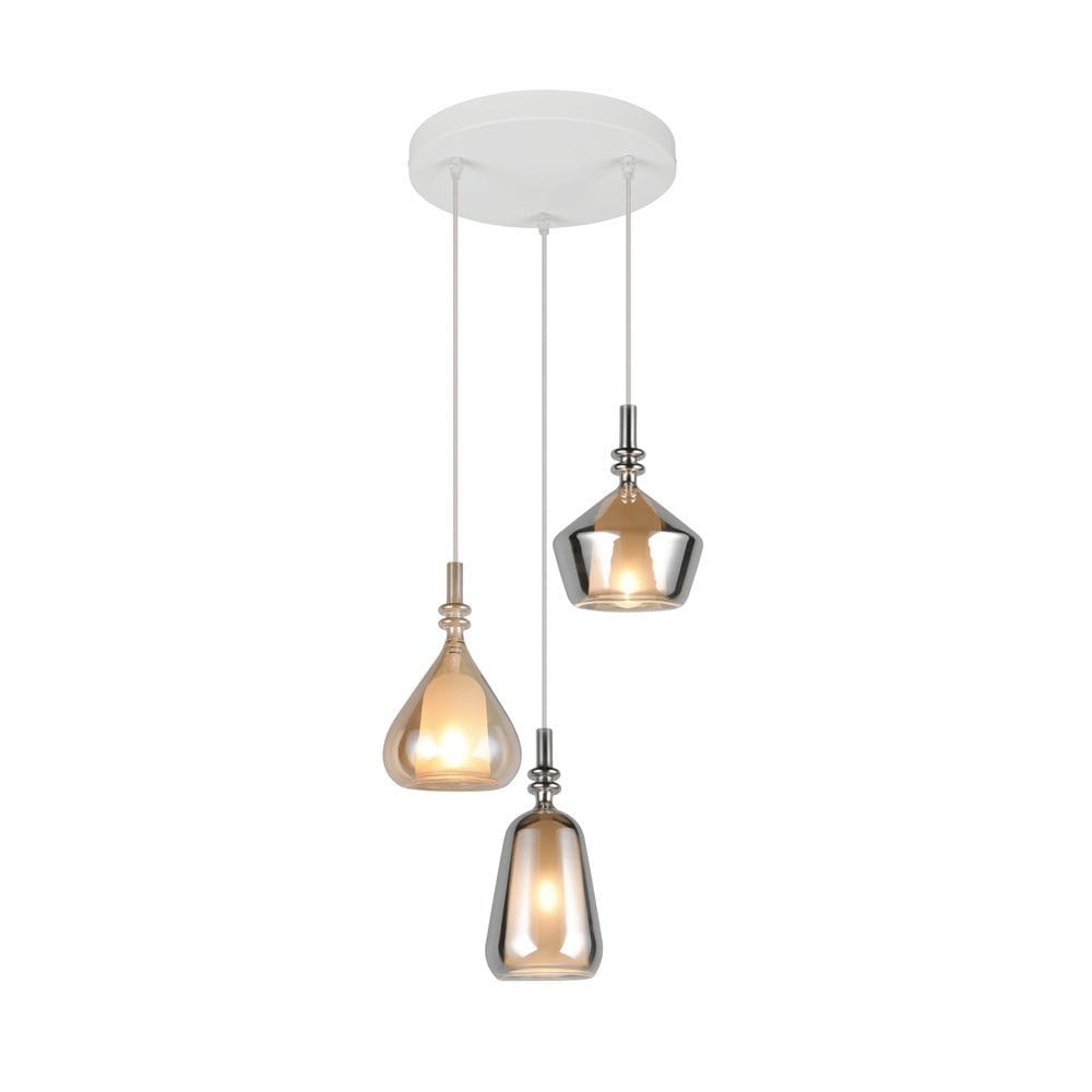 Pendellampe TRIO Aldea - 3 lamper/Rav/Krommet