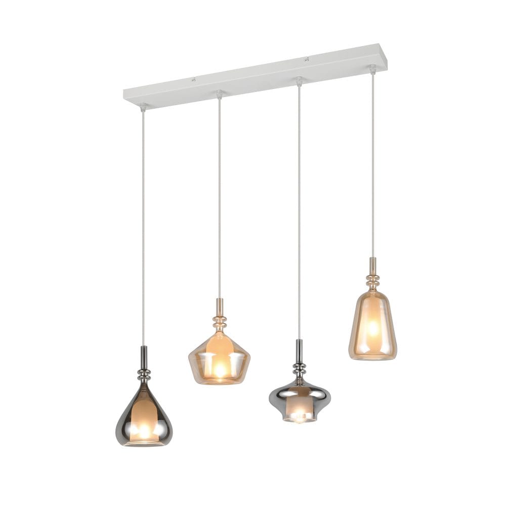 Pendellampe TRIO Aldea - 4 lamper/Rav/Krommet