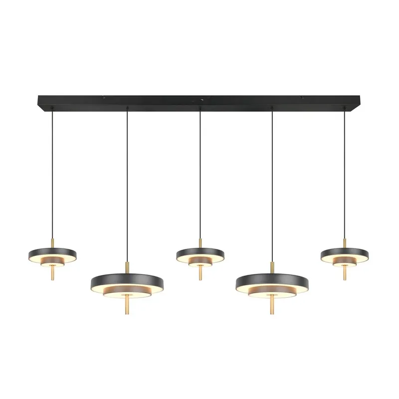 Pendellampe TRIO Keaton - 5 lamper, Matt svart/Messing - Belysning - Innendørsbelysning & Lamper - Taklampe - Pendellamper & Hengelamper