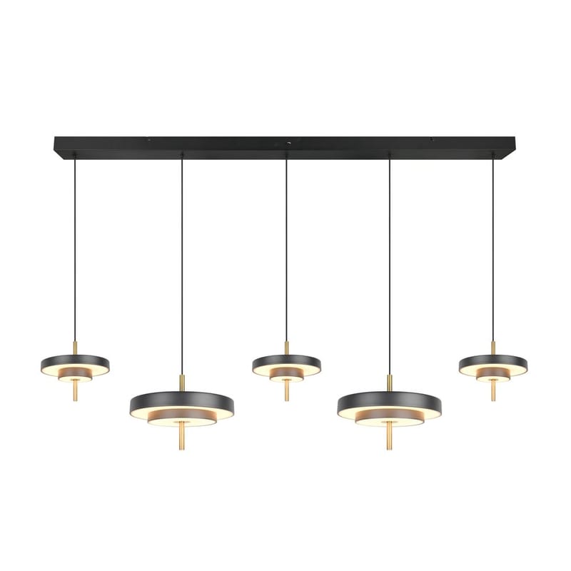 Pendellampe TRIO Keaton - 5 lamper, Matt svart/Messing - Belysning - Innendørsbelysning & Lamper - Taklampe - Pendellamper & Hengelamper