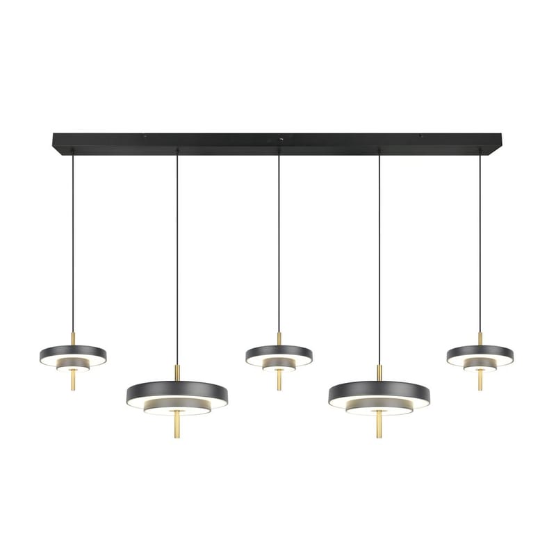 Pendellampe TRIO Keaton - 5 lamper, Matt svart/Messing - Belysning - Innendørsbelysning & Lamper - Taklampe - Pendellamper & Hengelamper