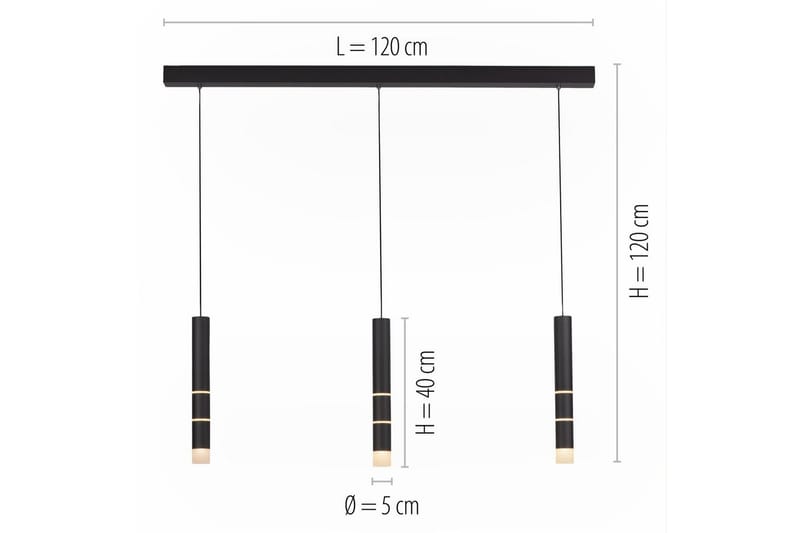 Pendellampe Pure Vega - 5x120x120 cm, Svart - Belysning - Innendørsbelysning & Lamper - Taklampe - Pendellamper & Hengelamper