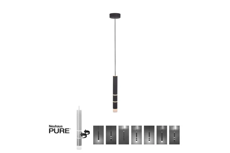 Pendellampe Pure Vega - 12x120x12 cm, Svart - Belysning - Innendørsbelysning & Lamper - Taklampe - Pendellamper & Hengelamper