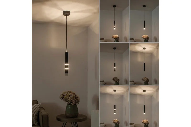 Pendellampe Pure Vega - 12x120x12 cm, Svart - Belysning - Innendørsbelysning & Lamper - Taklampe - Pendellamper & Hengelamper