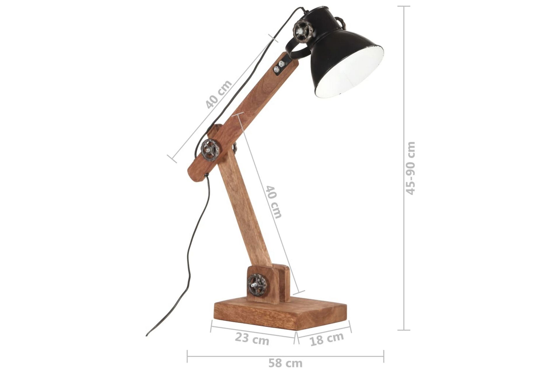 Industriell bordlampe matt svart rund 58x18x90 cm E27 - Svart - Belysning - Innendørsbelysning & Lamper - Taklampe - Pendellamper & Hengelamper