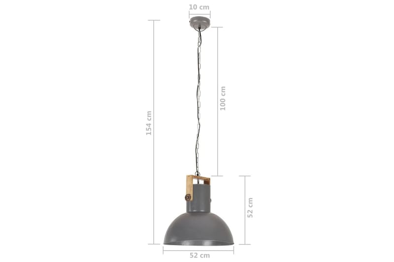 Industriell hengelampe 25 W grå rund mangotre 52 cm E27 - Grå - Taklampe kjøkken - Vinduslampe hengende - Vinduslampe - Pendellamper & Hengelamper - Soveromslampe - Stuelampe