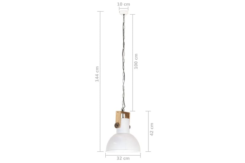 Industriell hengelampe 25 W hvit rund mangotre 32 cm E27 - Hvit - Taklampe kjøkken - Vinduslampe hengende - Vinduslampe - Pendellamper & Hengelamper - Soveromslampe - Stuelampe
