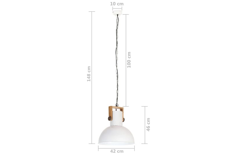 Industriell hengelampe 25 W hvit rund mangotre 42 cm E27 - Hvit - Taklampe kjøkken - Vinduslampe hengende - Vinduslampe - Pendellamper & Hengelamper - Soveromslampe - Stuelampe