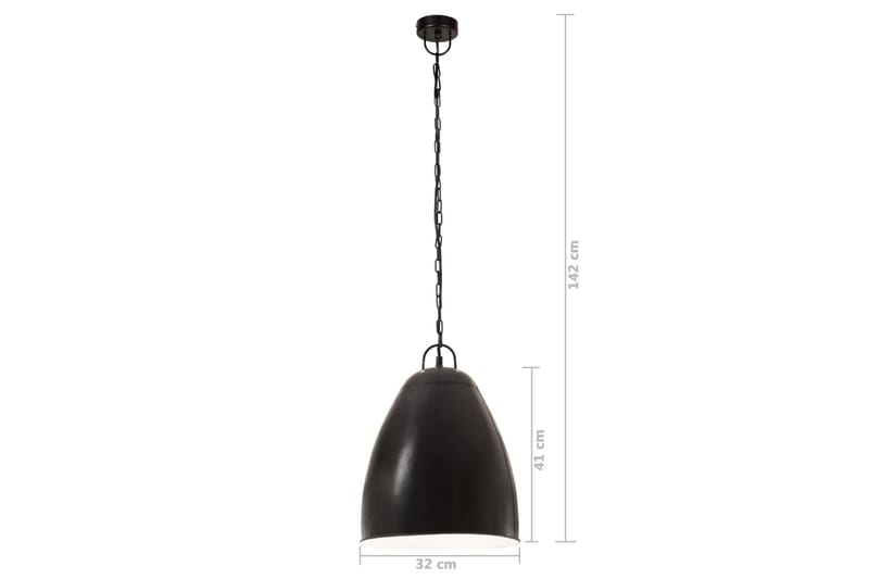 Industriell hengelampe 25 W matt svart rund 32 cm E27 - Svart - Taklampe kjøkken - Vinduslampe hengende - Vinduslampe - Pendellamper & Hengelamper - Soveromslampe - Stuelampe