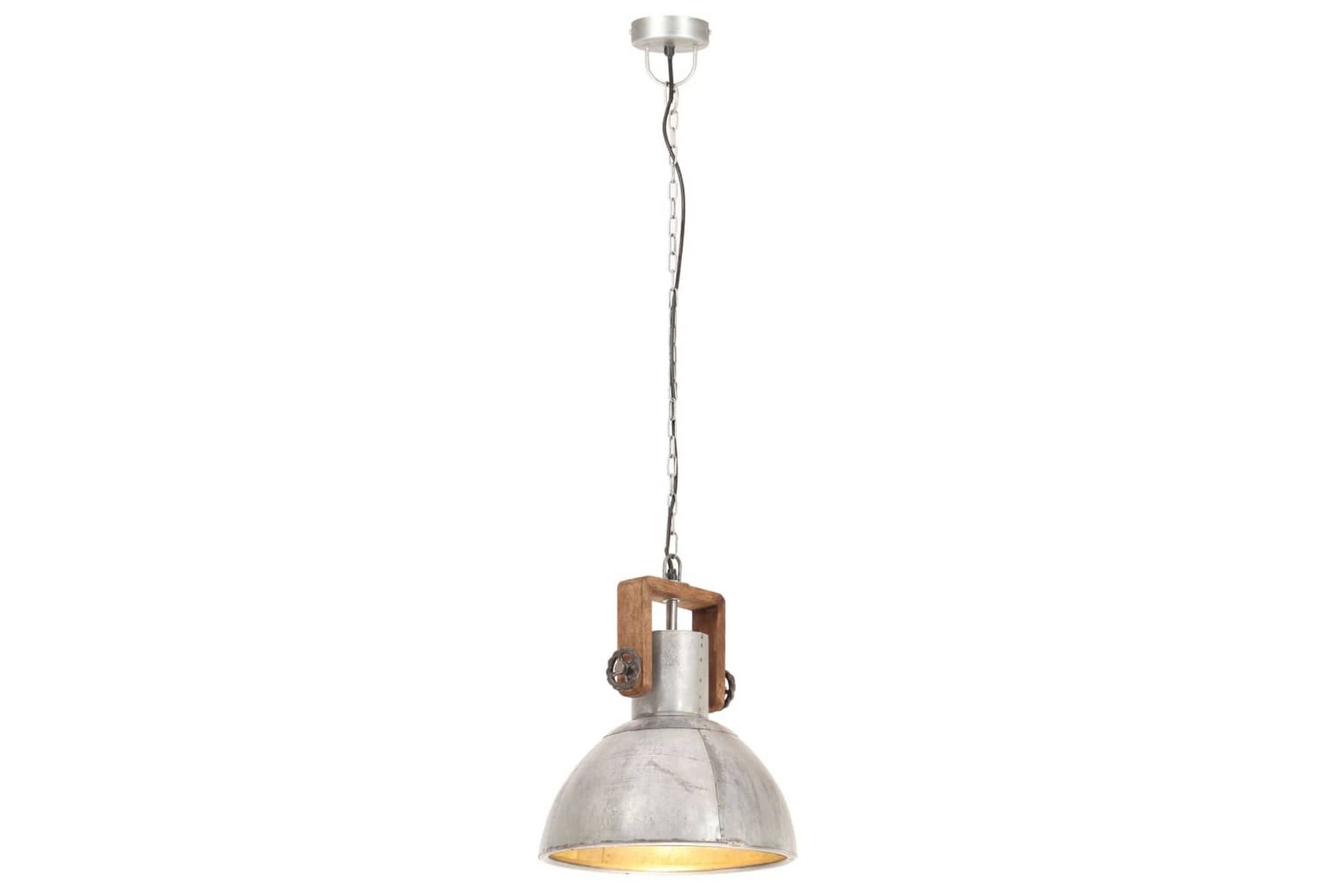 Industriell hengelampe 25 W sølv rund 30 cm E27 - Silver - Belysning - Innendørsbelysning & Lamper - Taklampe - Pendellamper & Hengelamper