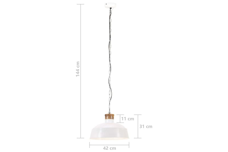 Industriell hengelampe 42 cm hvit E27 - Hvit - Belysning - Innendørsbelysning & Lamper - Taklampe - Pendellamper & Hengelamper