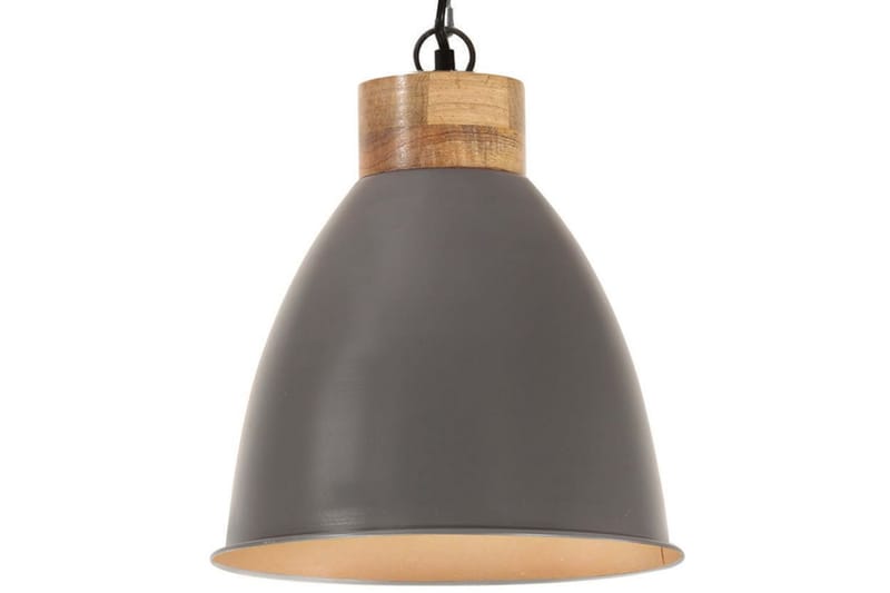 Industriell hengelampe grå jern og heltre 35 cm E27 - Grå - Belysning - Innendørsbelysning & Lamper - Taklampe - Pendellamper & Hengelamper