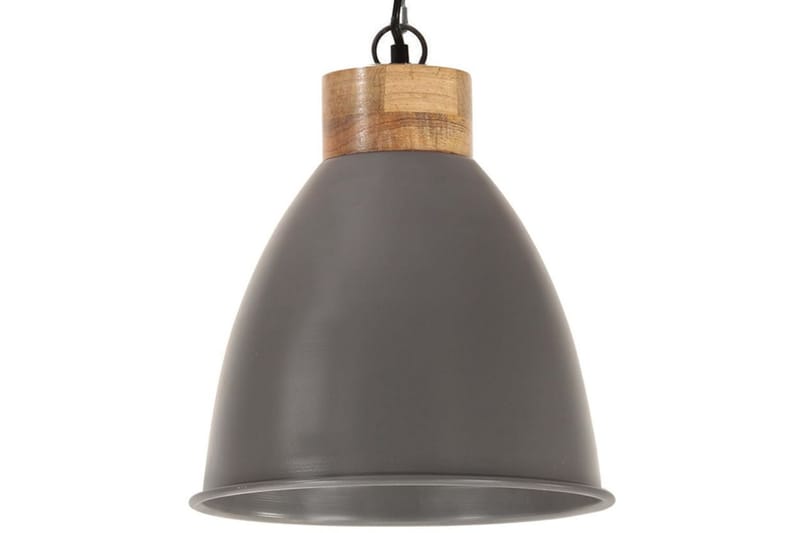 Industriell hengelampe grå jern og heltre 35 cm E27 - Grå - Belysning - Innendørsbelysning & Lamper - Taklampe - Pendellamper & Hengelamper