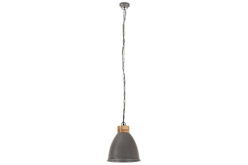 Industriell hengelampe grå jern og heltre 35 cm E27 - Grå - Belysning - Innendørsbelysning & Lamper - Taklampe - Pendellamper & Hengelamper