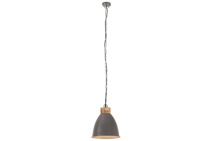 Industriell hengelampe grå jern og heltre 35 cm E27 - Grå - Belysning - Innendørsbelysning & Lamper - Taklampe - Pendellamper & Hengelamper