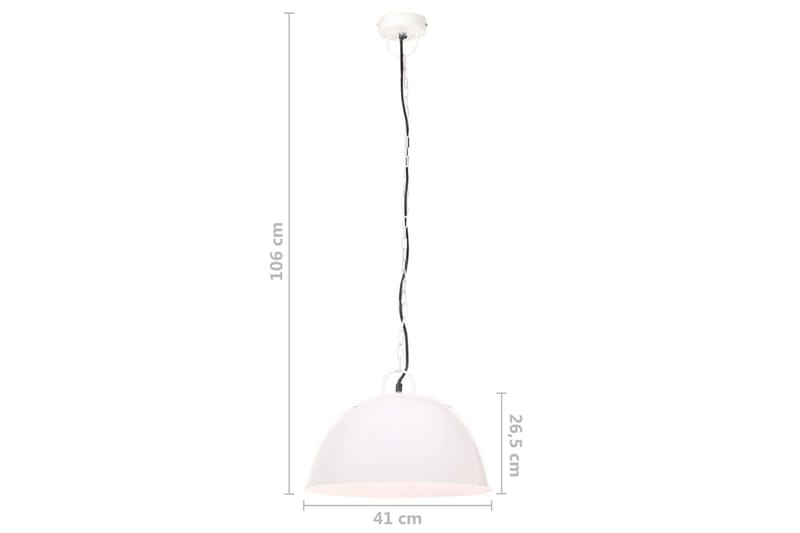 Industriell vintage hengelampe 25 W hvit rund 41 cm E27 - Hvit - Belysning - Innendørsbelysning & Lamper - Taklampe - Pendellamper & Hengelamper