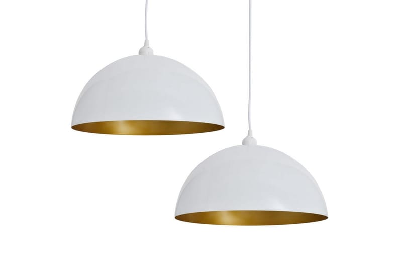 Taklampe 2 stk høydejusterbar halvkuleformet hvit - Hvit/Gull - Belysning - Innendørsbelysning & Lamper - Taklampe - Pendellamper & Hengelamper