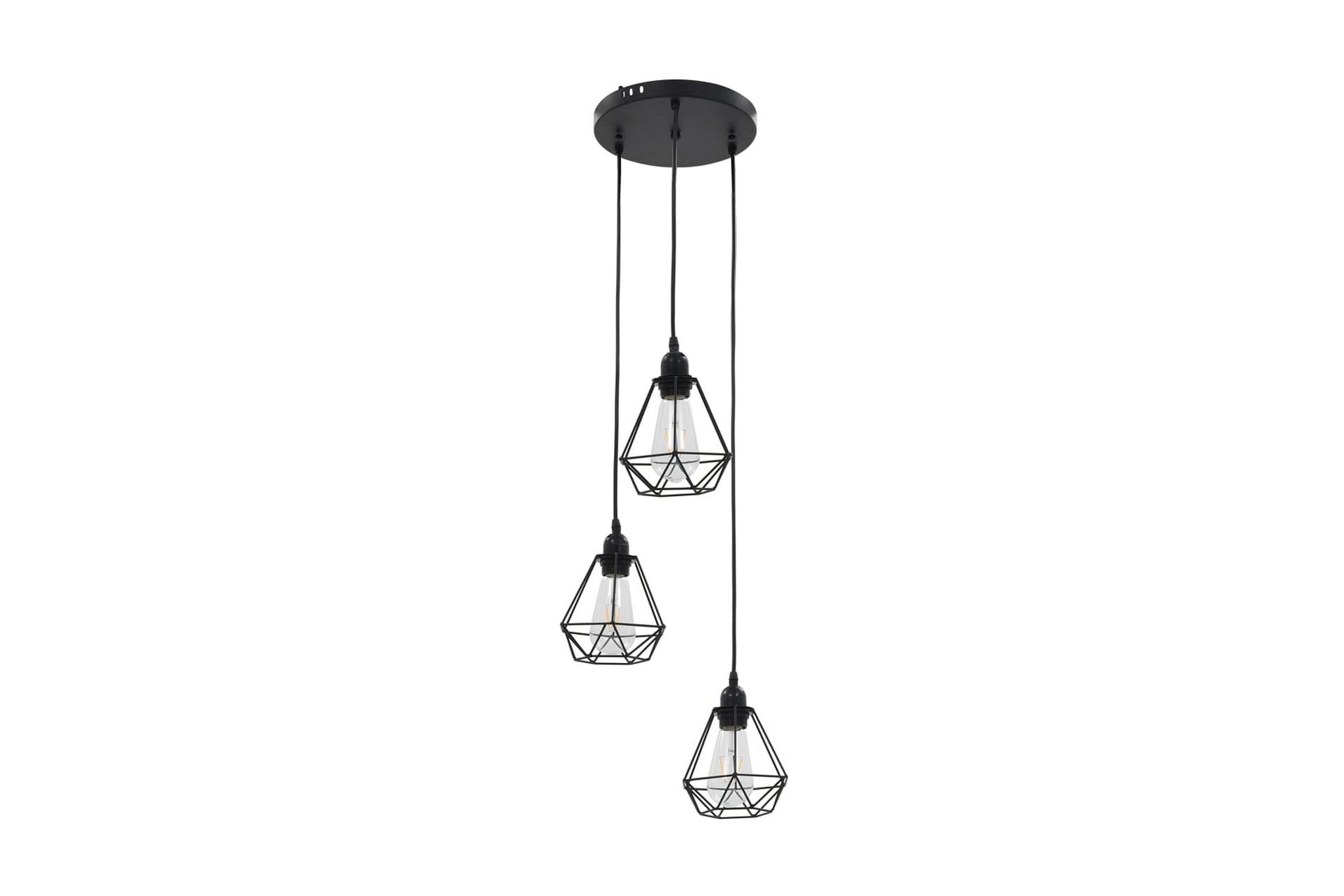 Taklampe med diamant-design svart 3 x E27 lysprer - Svart - Belysning - Innendørsbelysning & Lamper - Taklampe - Pendellamper & Hengelamper